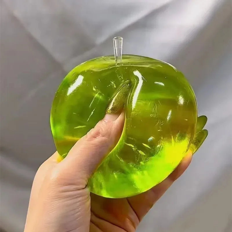 Squishy Green Apple Stress Ball Soft Fidget Sensory Toy for ADHD Autism Slow Rebound Squeeze Toy for Adults Kids Christmas Gift.