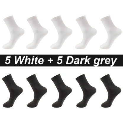 10Pairs/Lot Men Combed Cotton Socks Black Casual Business Breathable High Quality Man Sock New For Male Plus Size EU38-48