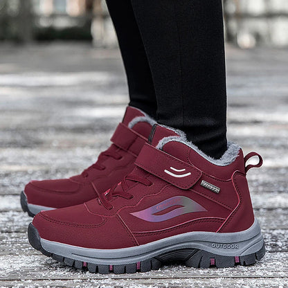 Unisex Winter Cotton Shoes Thick Soled Leather Warm Comfortable Snow Walking Casual Shoes Lightweight Outdoor High Top Boots.