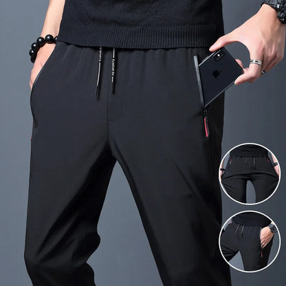 Summer men's ice silk quick drying casual pants slim fit Korean version ice silk pants sports pants straight tube quick drying p.
