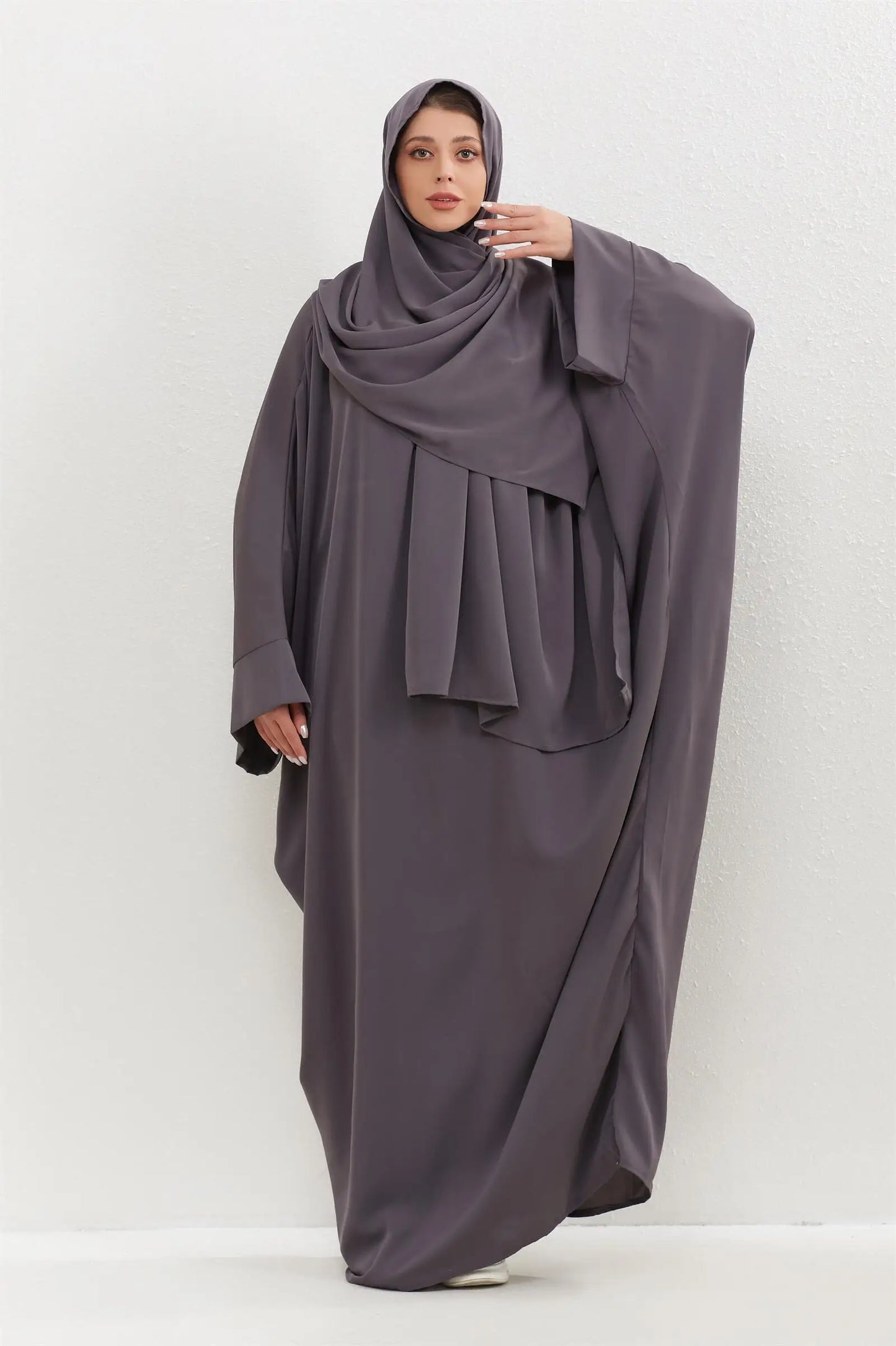 Two Pcs Muslim Abaya Women Jilbab Islamic With Hijab Clothing Dubai Saudi Robe Turkish Modesty Prayer Dresses Kaftans.