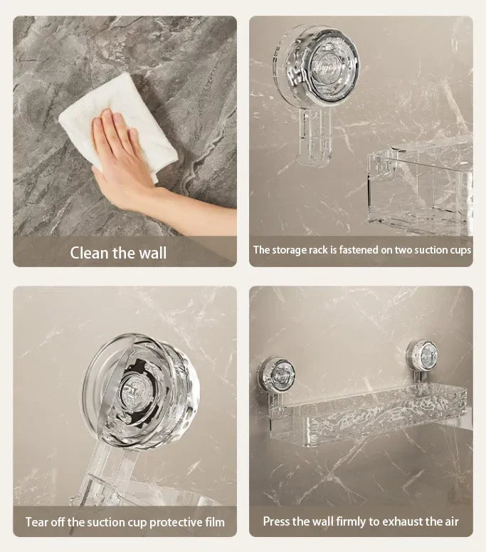 Wellpappe-Saugnapf-Aufbewahrungsregal für Badezimmer, Wandmontage, nicht stanzbar, Waschraum, Waschbecken, Waschbecken, Eck-Duschgel-Aufbewahrungsregal