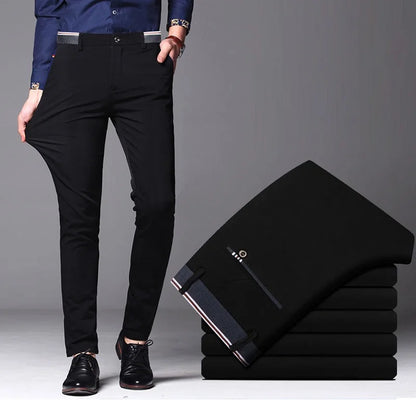 Men's Summer Fashion Business Casual Long Pants Suit Pants Male Elastic Straight Formal Trousers Plus Big Size 28-40.