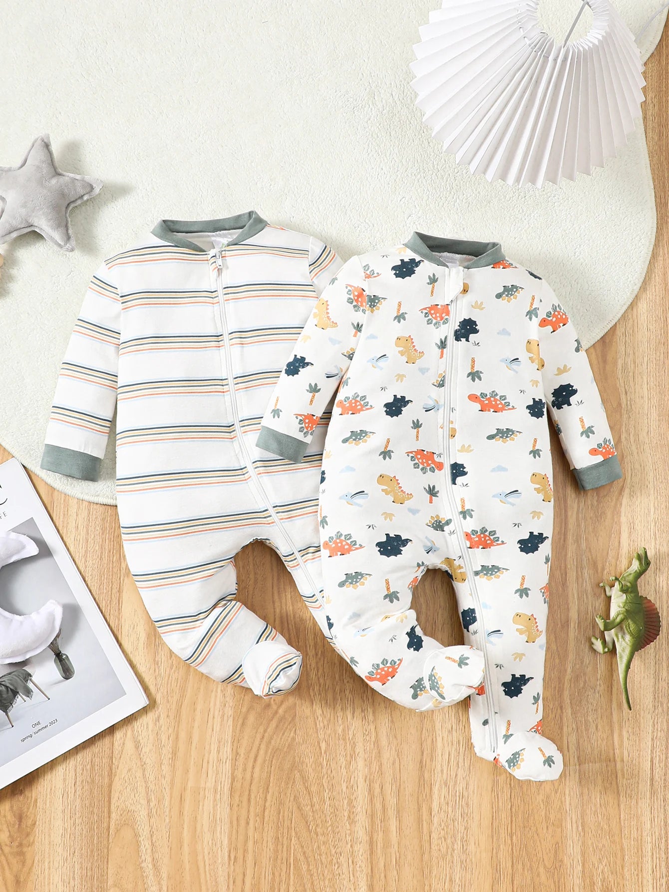 Zweiteiliger, langärmliger, einteiliger Strampler aus Bambusfaser für Säuglinge und Neugeborene, geeignet für Jungen und Mädchen im Frühling und Herbst..