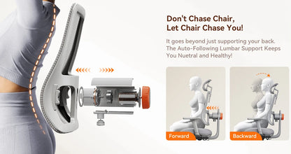 NEWTRAL MAGICH003 Ergonomischer Bürostuhl, automatisch ausgestellte Rückenlehne, adaptive Unterrückenstütze, verstellbarer Kopfstützensitz, Grau