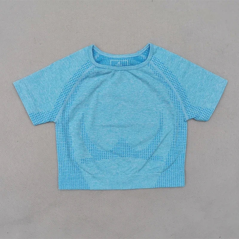 Seamless Yoga Top Short Sleeve Workout Tops For Women Fitness Gym Crop Top Athletic Sport T shirt Women Sportswear.