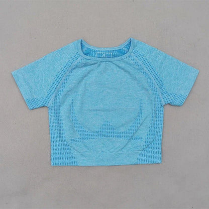 Seamless Yoga Top Short Sleeve Workout Tops For Women Fitness Gym Crop Top Athletic Sport T shirt Women Sportswear.