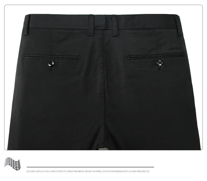 Thin Men Bamboo Summer Pants Casual High Quality Business Classic Fashion Stretch Slim Formal Straight Trousers Black Gray Khaki