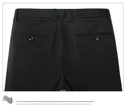 Thin Men Bamboo Summer Pants Casual High Quality Business Classic Fashion Stretch Slim Formal Straight Trousers Black Gray Khaki