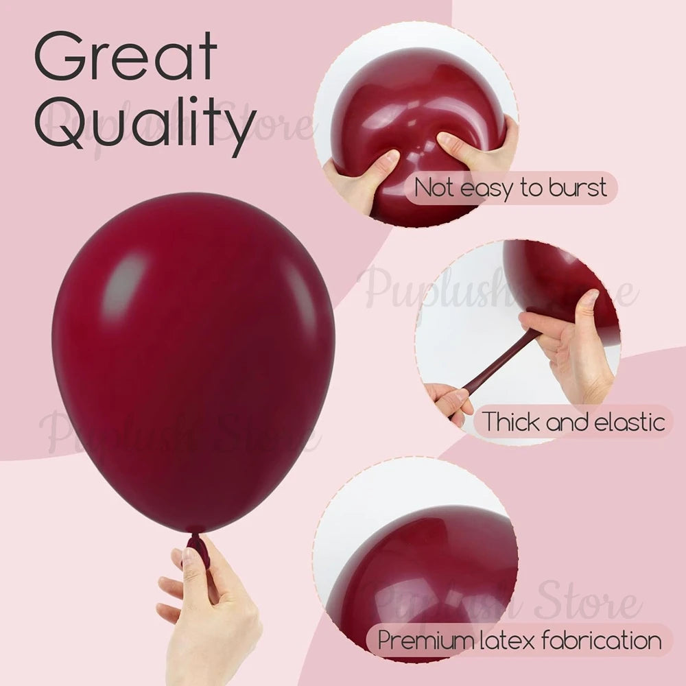 100 Stück dunkelburgunderrote Latexballons-Set, 5/10/12/18 Zoll dunkle weinrote Luftballons für Geburtstag, Weihnachten, Hochzeit, Party-Dekoration.