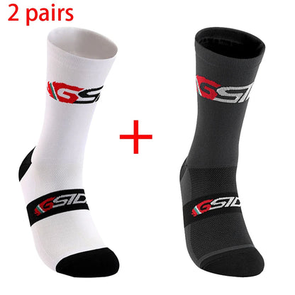 GSIDI2pairs 2023 New Cycling Socks Bike Nurse Compression Road Bike Running Mtb Knee-high White Sports Funny Brand Black.