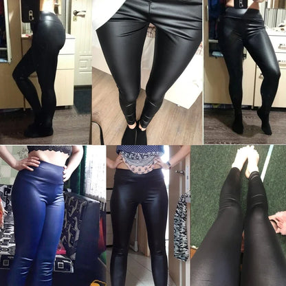 Autumn And Winter New Season Wearable Women's Tight Pants With High Waist And Sexy Faux Leather Texture Long Pants With Leggings.