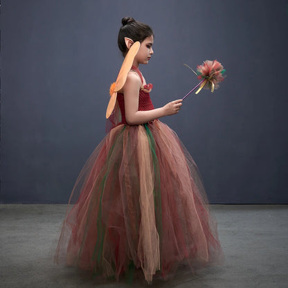 Wald Fee Prinzessin Kostüm für Halloween Geburtstag Party Phantasie Kleid Herbst Kinder Woodland Nymph Pixie Kleid Tutu Kleid Flügel.