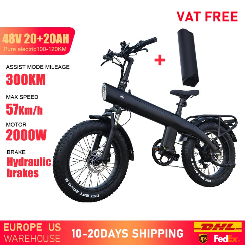 HX Q3 e bike 2000W electric bike 48V 20AH Adult E bike 20Inch Tire Off-Road fatbike City Electric bicycle  Mountain e bikes