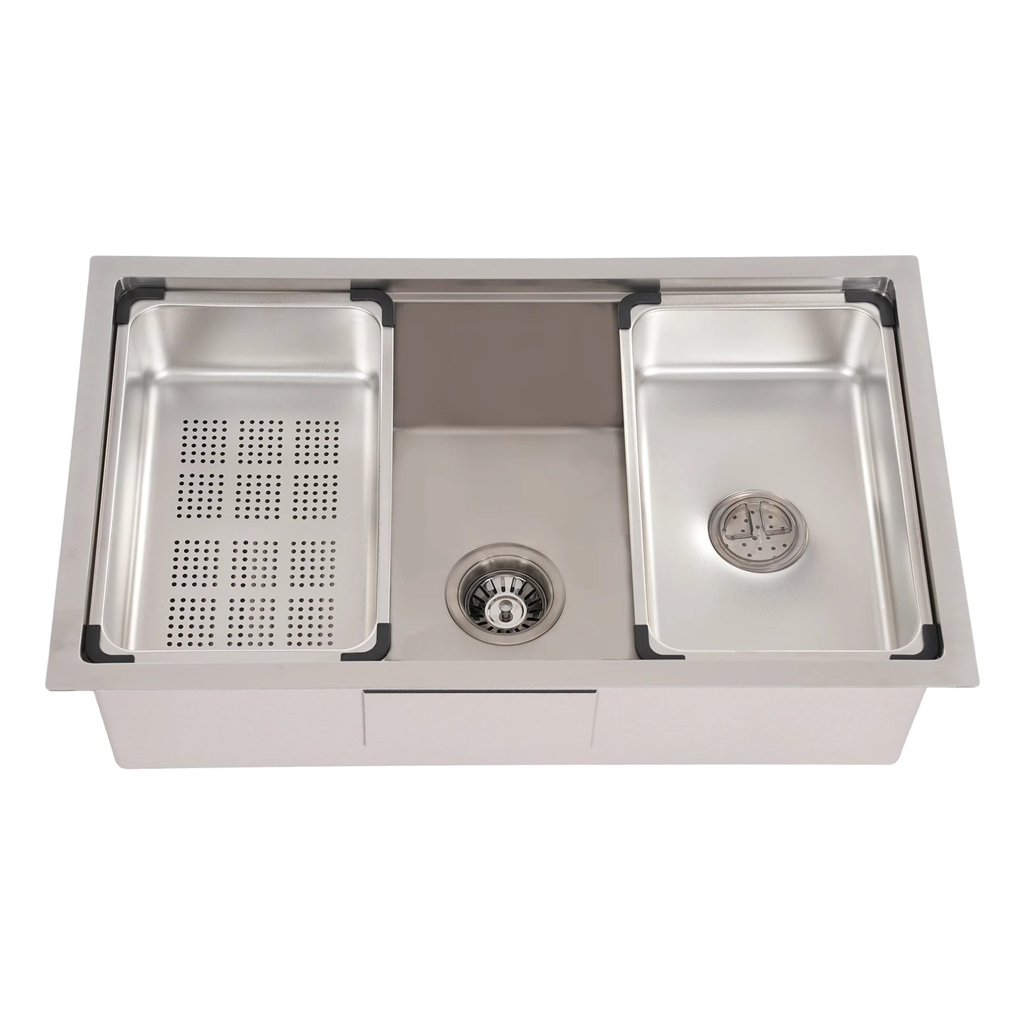 Küchenspüle aus Edelstahl, 8,66 Zoll tief, Abtropfkorb, Innenbecken, Unterbau- oder Überbau-Design
