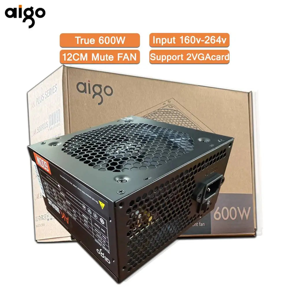 Aigo AK PC PSU Power Supply Unit 500W 600W 700W 800W 1000W Gaming 120mm RGB Fan 220V ATX Desktop computer Power Supply for BTC.