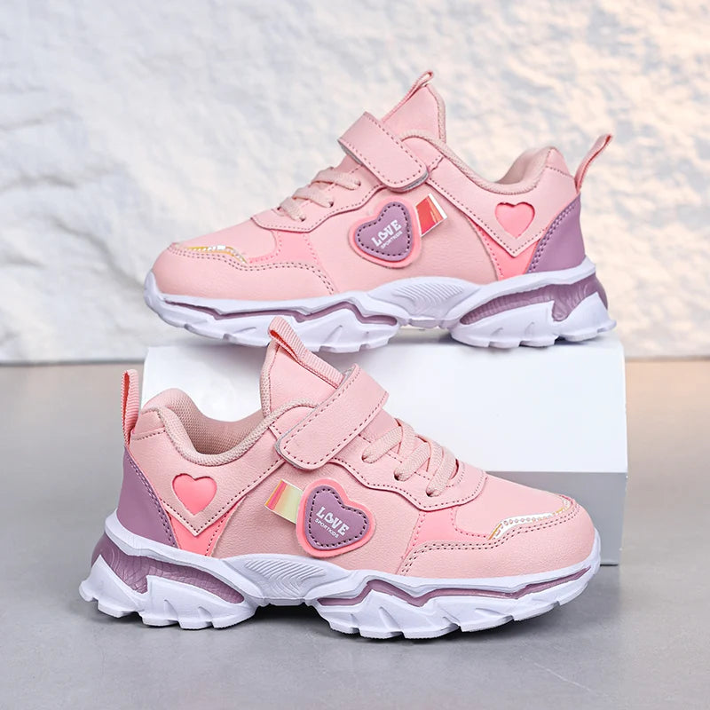 Autumn Girls Sneaker Children Leather Shoes PU Daily Kids Casual Walking Sneaker Platform Sports Tennis Sports Shoes Girl.