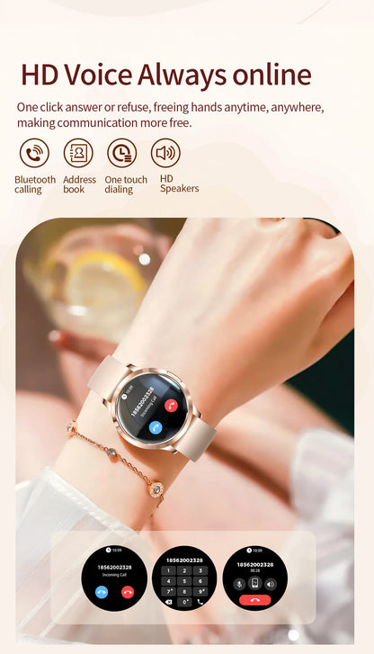 New Women Smart Watch 1.32"Ultra-thin AMOLED HD Screen Sport Fitness Bracelet Custom Watch Face Bluetooth Call Luxury Smartwatch.