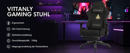 Gaming-Stuhl, luxuriöser, atmungsaktiver Bürostuhl aus Wildlederimitat, Spielstuhl, ergonomischer Gamer-Stuhl mit Fußstütze, Kopfstütze, Lendenpolster
