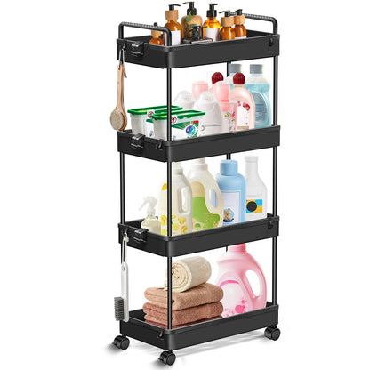 DayPlus Aufbewahrungswagen, 4-stufiger Küchenaufbewahrungswagen auf Rädern, Badezimmerwagen, Mobilitätswagen mit 360 °   Rotationsräder