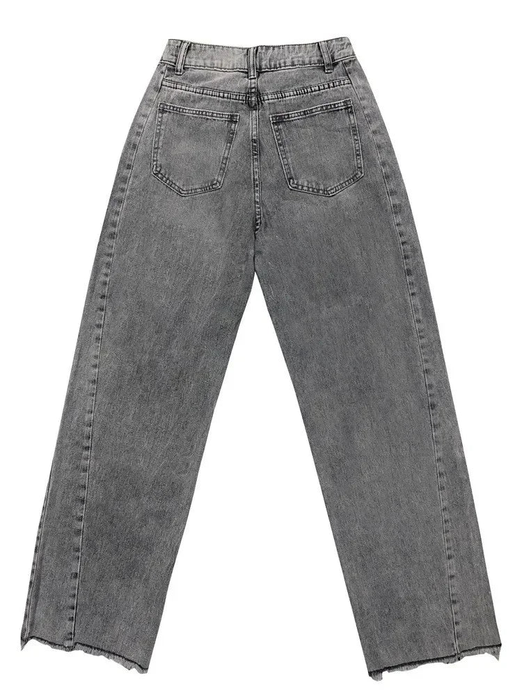 High Waist Wide Leg Denim Jeans Women's Spring 2025 Design Sensation Elegant No Stretch Comfortable Fit Female Fashionable