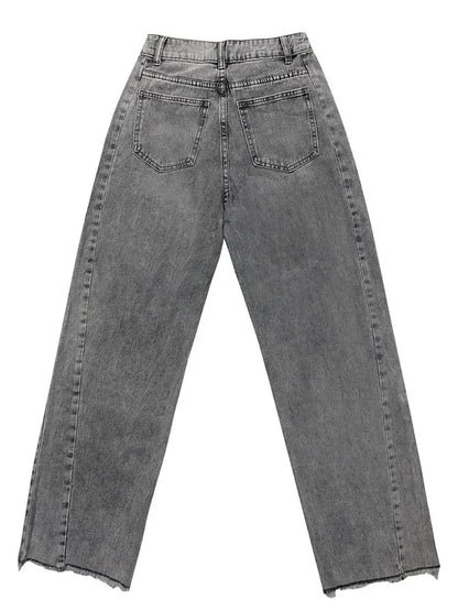 High Waist Wide Leg Denim Jeans Women's Spring 2025 Design Sensation Elegant No Stretch Comfortable Fit Female Fashionable