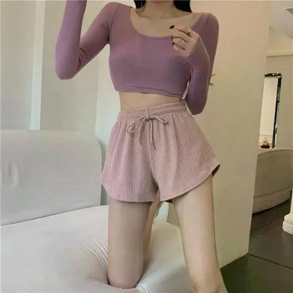 Women Gym Fitness Running Shorts Women's Summer Thin Style Loose Casual Large Size Wide Leg High Waist A-word Sports Hot Pants.