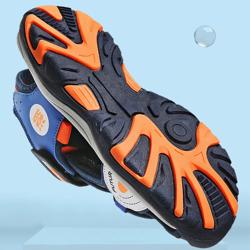 Summer Beach Water Children Sandals Fashion Shoes Outdoor Non-slip Soft Bottom Shading Leather Boys Comfortable Shoes Girls.