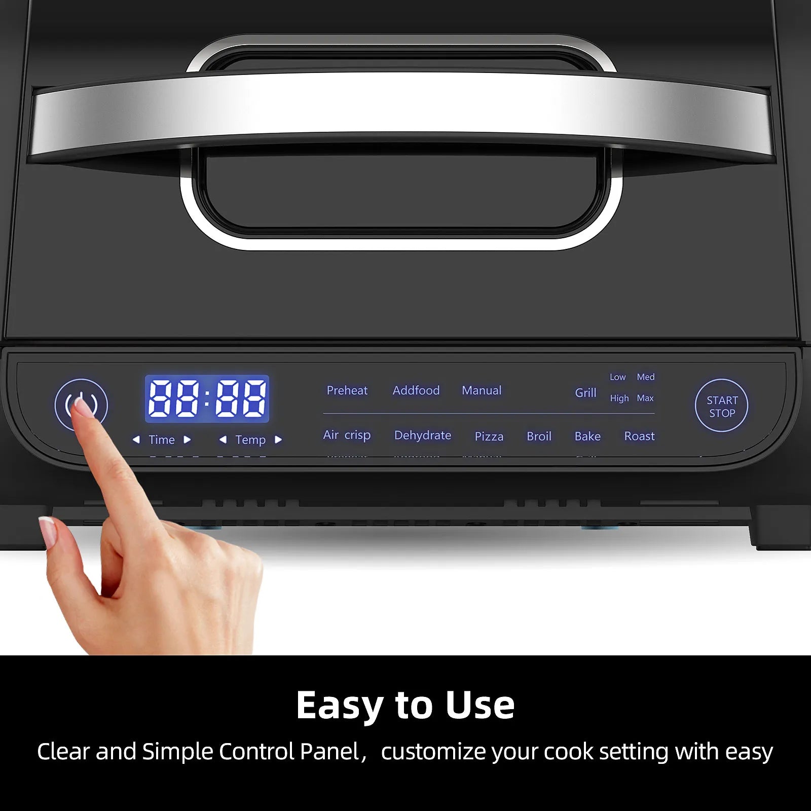 Grill Hot Air Fryer 8in1 Hot Air Fryer 6L Capacity Airfryer Electric Grill with Touch Control, Max 230°C 120-Minute Timer 1700W.