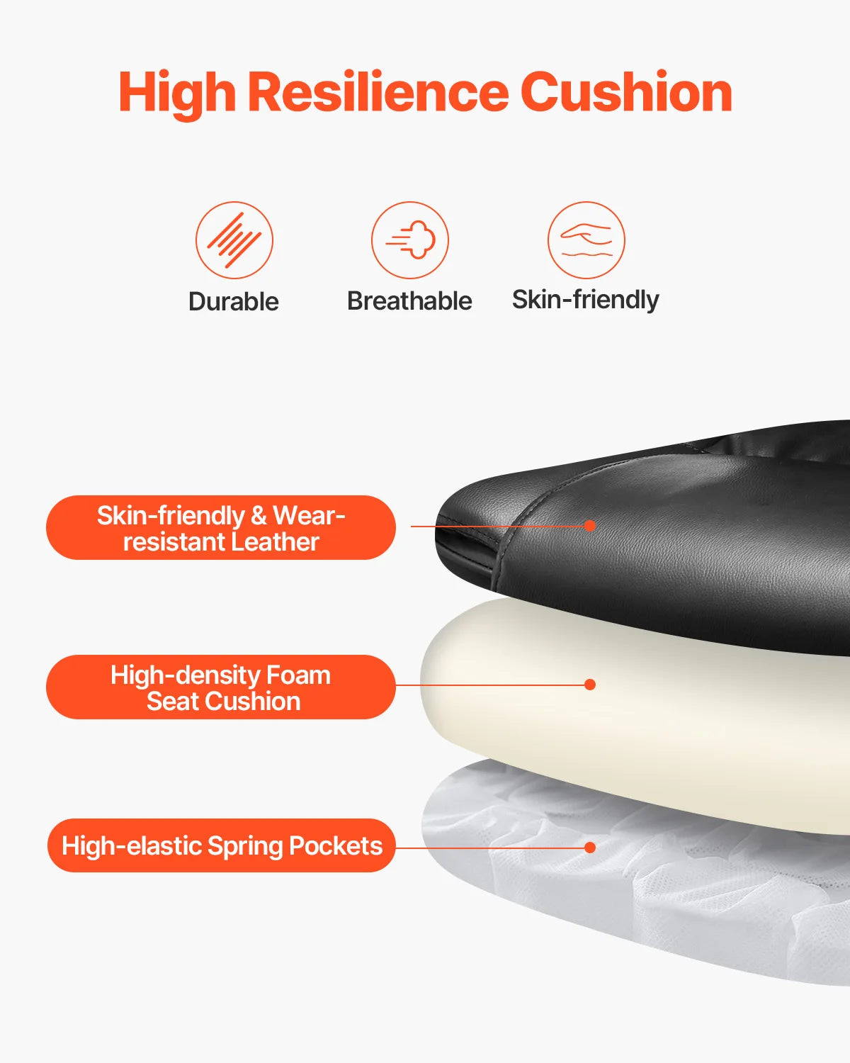 VEVOR Chefsessel Bürostuhl Drehstuhl mit hoher Rückenlehne & Fußstütze & Lendenkissen, ergonomischer Schreibtischstuhl mit 135° Neigung und einstellbarer Höhe, für Arbeit Arbeitszimmer Spielen