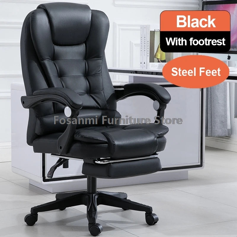 Dicker Boss-Bürostuhl mit hoher Rückenlehne und Armlehnen, Leder-Computer-Drehstuhl, ergonomische Liege-Gamer-Schreibtischstühle für Zuhause