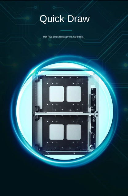 Desktop Chassis ITX Computer Case Mini NAS Computer Case Dual 3.5-Inch Hard Drive Front USB3.0 TYPEC Interface.