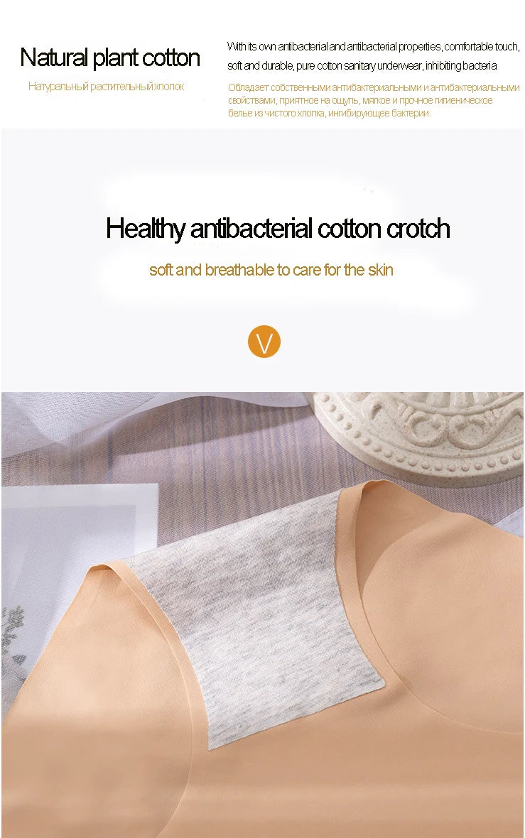 3Pcs Plus Size Underwear Women's Panties Ice Silk Solid Color Ladies Seamless Underpant Girls Briefs Breath Sexy Lingerie Female.