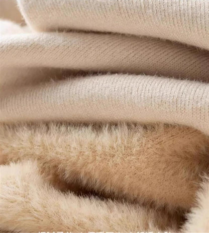 Men‘s Thermal Fleece High-neck Sweater Winter Turn-down Collar Fleece-lined Knitted Pullover Casual Keep Warm Thick Bottom Tops.