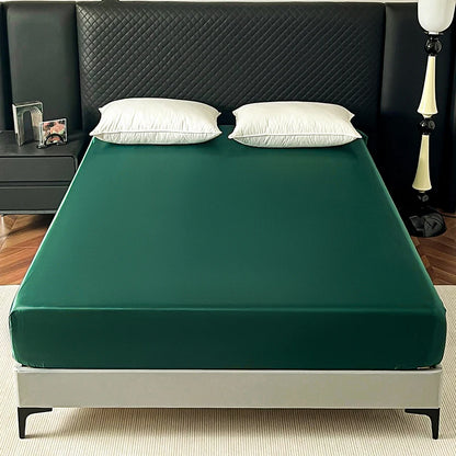 Satin Elastic Fitted Sheet Solid Mattress Cover 360 Band Bed Sheet for Single Double Couple King Queen Full Twin Bedsheet.