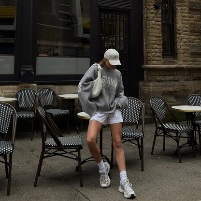 Trendy Lose Brief Jacquard Gestrickte Pullover frauen 2025, Herbst Neue Highstreet Grau Schwarz Weichen Pullover Hottie Vielseitige Stücke.