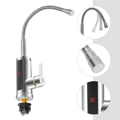 3000W Electric Hot Water Faucet 360° Rotating Stainless Steel Kitchen Faucet Instant Heating Led Digital Display