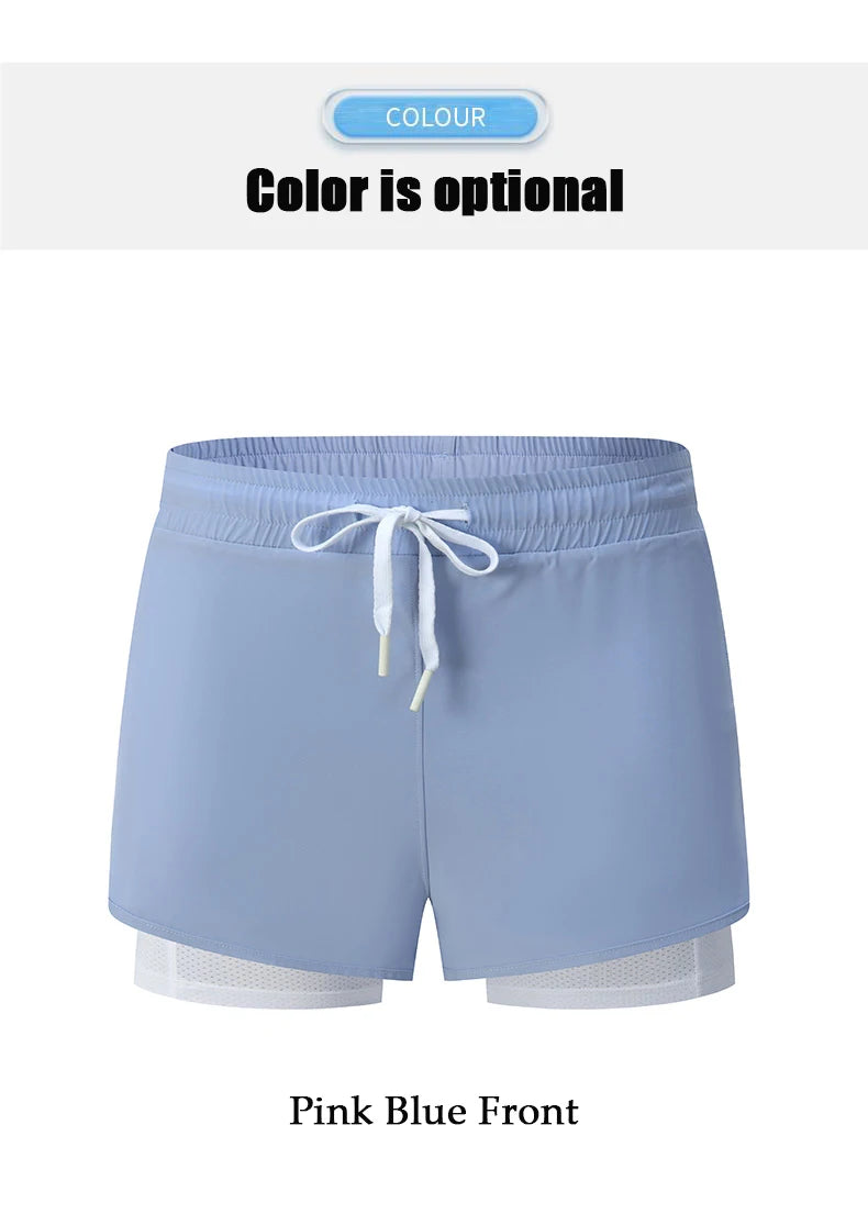 Women Shorts Mesh Outdoors Sports Running Gym Yoga Shorts Bilayer Mesh Yoga Sports Shorts Female Sports Running Gym Yoga Shorts.