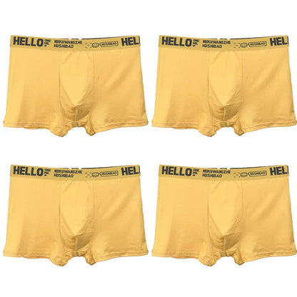 4Pcs männer Boxer Unterwäsche Mann Mid-taille Unterhose Einfarbig Antibakterielle Höschen Plus Größe Shorts Homme U konvexen Dessous
