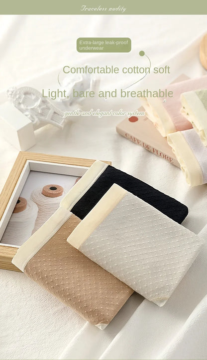 Physiological Period Leak Proof Menstrual Panties Breathable Seamless Soft Fabric Women Underwear Breifs Mesh Sanitary Pants XL.