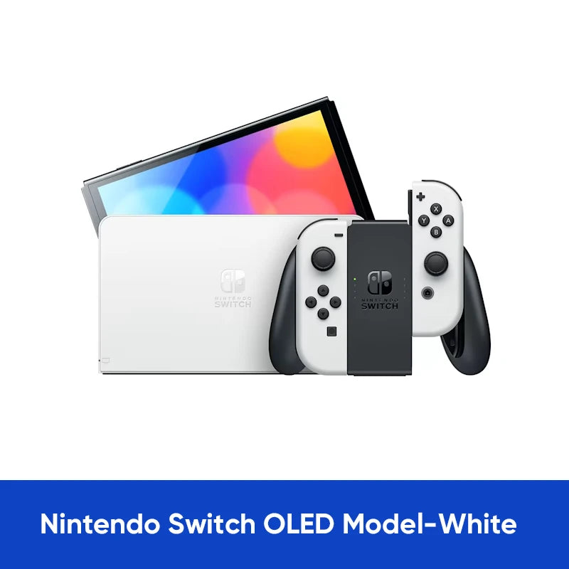 Nintendo Switch OLED Game Console with white or neon (64GB) 7 inch OLED screen enhanced Audio LAN port with cable.