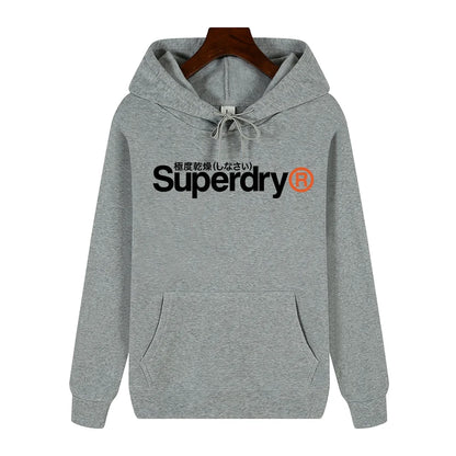 SUPERDRY Men's Autumn and Winter Fashion Brand Casual Hooded Sweatshirt Street Hip-hop Retro Sweatshirt Sports Men's Hoodie.