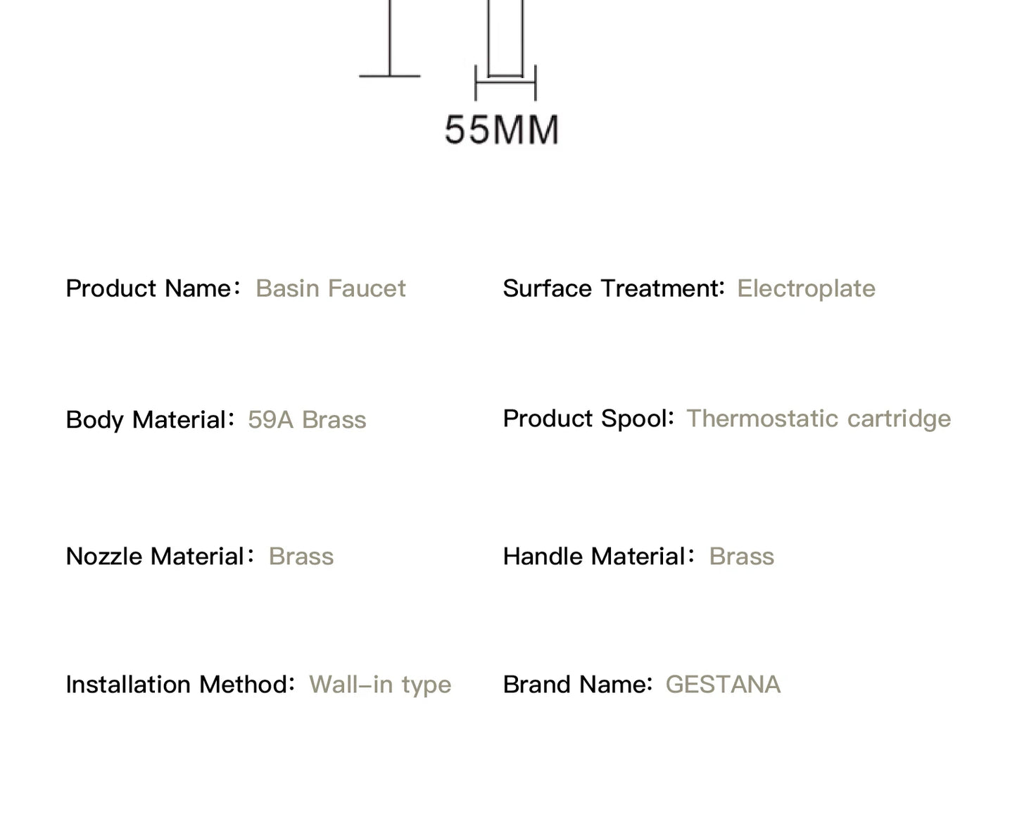 Luxury brushed gold brass wall mounted adjustable water volume bathroom faucet Embedded design for hot and cold water basin Tap