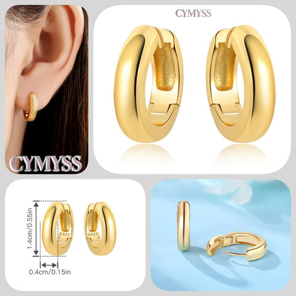 Original 2025 S925 Sterling Silver Zircon 18K Gold Lining Vintage Hoop Earrings for Women Birthday Party Wedding Gift Jewellery.