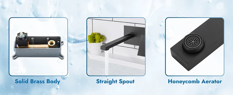 BAKALA Luxury  Mirror Matte  Black White Bathroom Faucet Basin Sink Tap Wall Mounted Square Brass Mixer LT-320BR