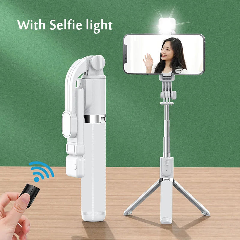 Portable Bluetooth Selfie Stick Retractable Multifunctional 103CM Phone HoldeTripod With Selfie light Wireless Remote Shutter.