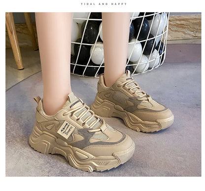 Chunky Platform Sneakers for Women Autumn New Fashion Thick Sole Vulcanized Shoes Woman Casual Non Slip Breathable Sports Shoes.