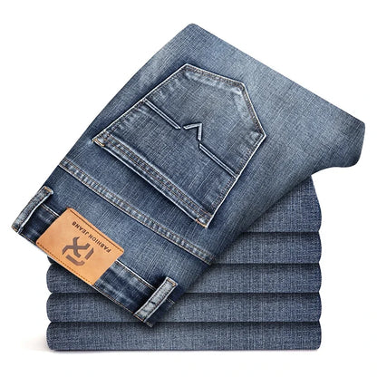 Herbst Winter Neue Business herren Jeans Klassische Mode Stretch Gewaschen Casual Denim Hosen Bequeme Gerade Männliche hosen