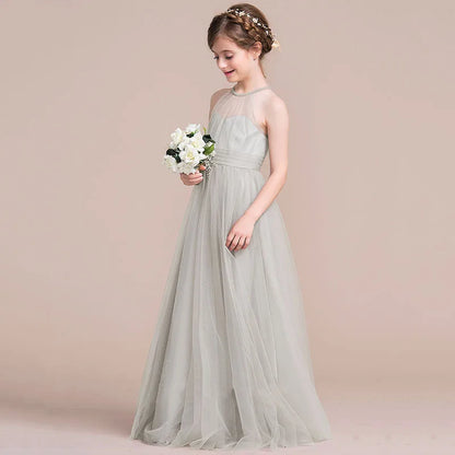 Formelle Kleidung für Kinder, hochwertiges graues Mädchen-Geigen-Performance-Kleid, große Kinder, Orchester-Host-Kleid, Blumenmädchen, Frühling und Herbst.