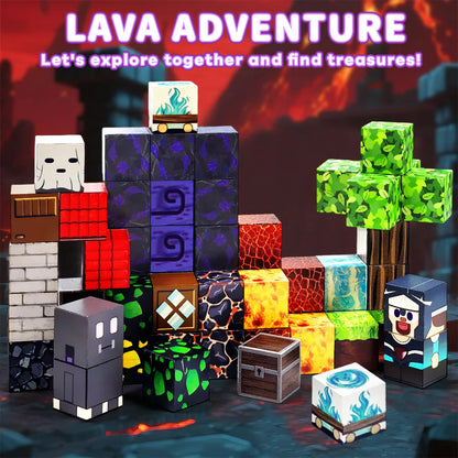 Magnetic Blocks Travel Magnet Cube Magnetic Building Blocks Toys with Portable Iron Box STEM Educational Magnet Toys for Kids.